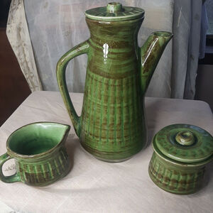 Vintage Canada Pottery Teapot W. Creamer And Sugar